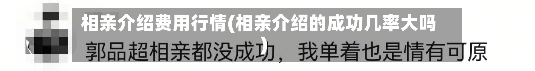 相亲介绍费用行情(相亲介绍的成功几率大吗)